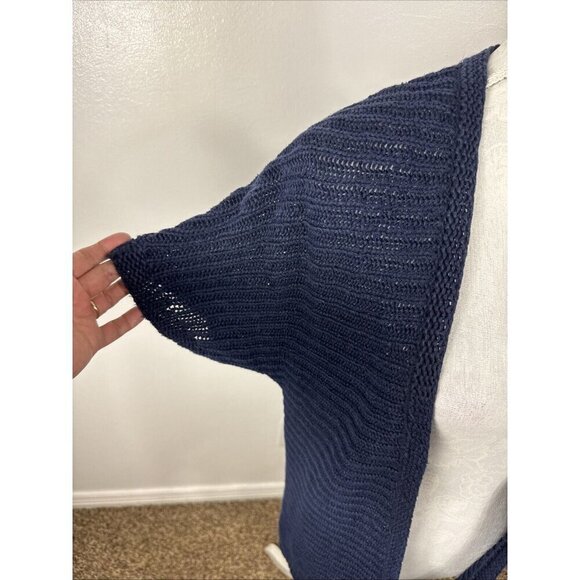 Talbots Women's M Open Cardigan Sweater Navy Blue 100% Linen - Picture 4 of 9